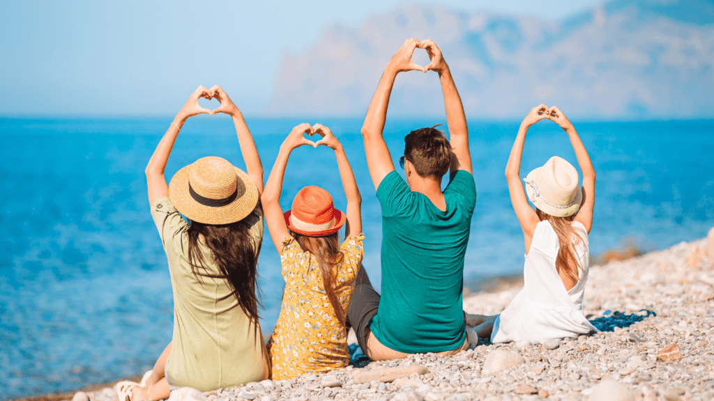 young family on vacation trip