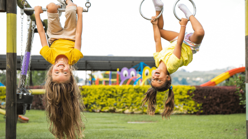 a group of children playing outside