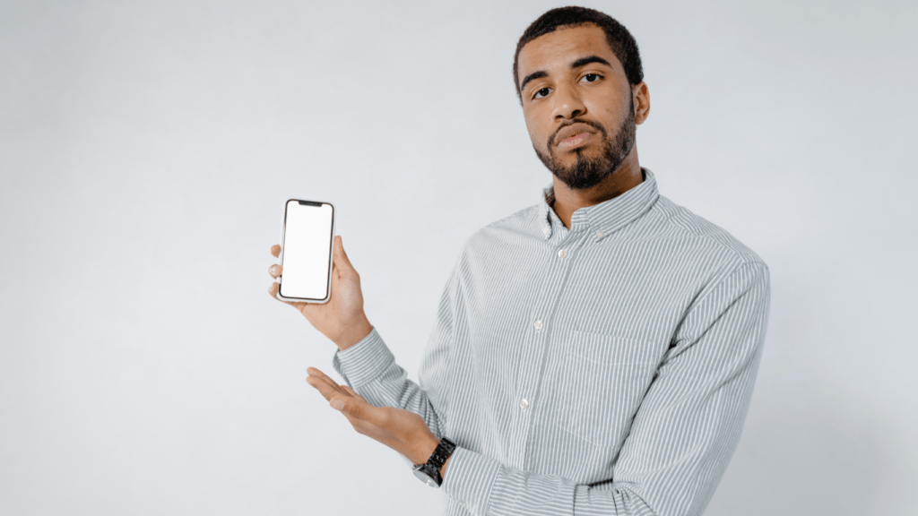 a parent holding a smartphone