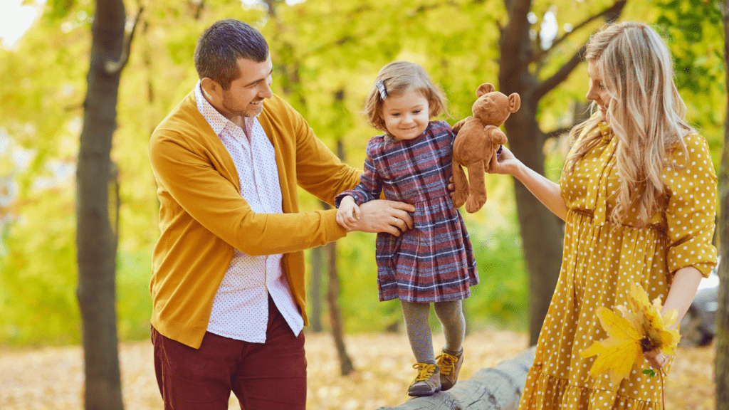 family walking in the park