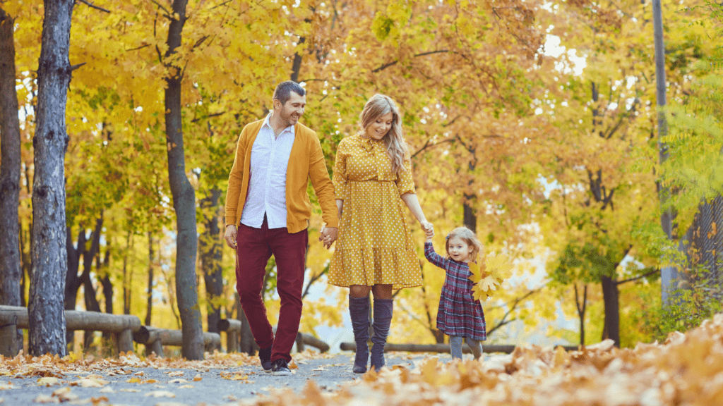 family walking in the park