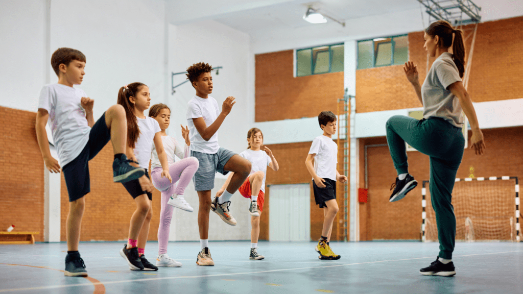 kids exercising in school