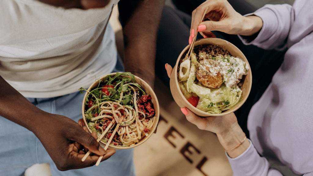 man eating healthy foods