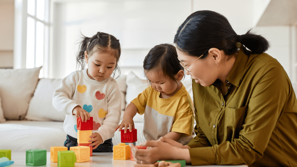 mom playing with her kids