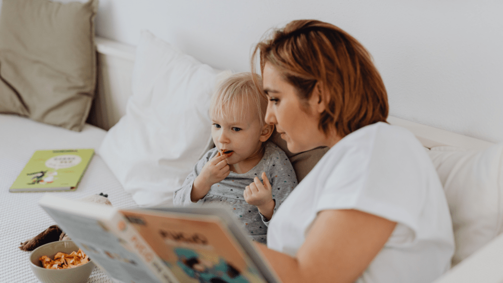 mother reads fairy tale book