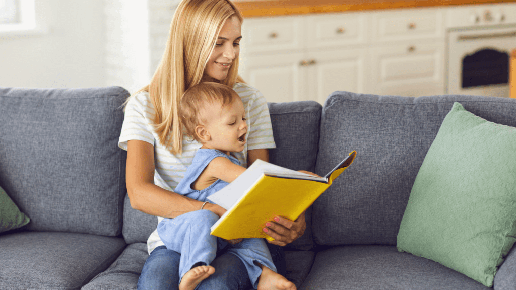 mother reads fairy tale book