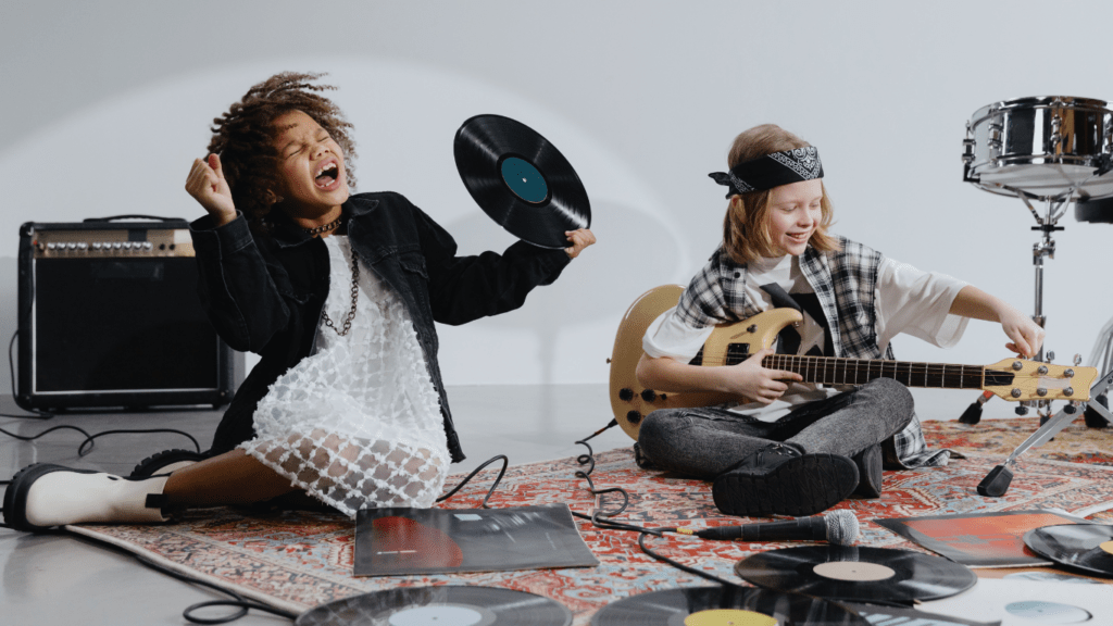 children are playing musical instrument